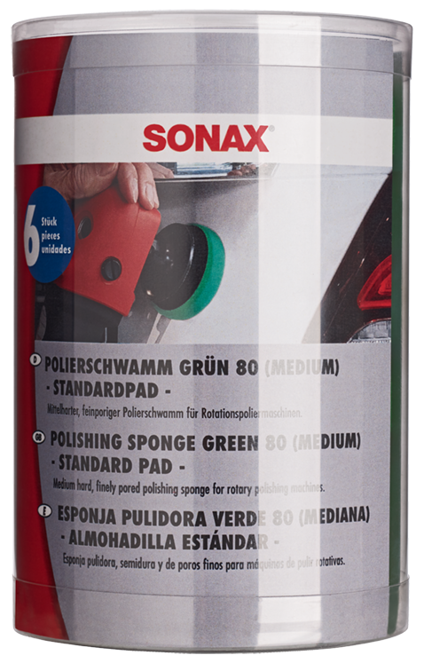SONAX Polishing sponge green 80 (medium) Six-Pack